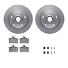 6312-73010 Brake Rotors with 3000-Series Ceramic Brake Pads Kit with Hardware, 1996-1997 Audi/Volkswagen, Position: Rear - image 1