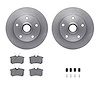 6312-73017 Brake Rotors with 3000-Series Ceramic Brake Pads Kit with Hardware, 1997-2001 Audi/Volkswagen, Position: Rear - image 1