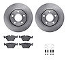 6312-73030 Brake Rotors with 3000-Series Ceramic Brake Pads Kit with Hardware, 1989-1991 Audi/Volkswagen, Position: Front - image 1