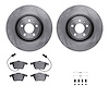 6312-73050 Brake Rotors with 3000-Series Ceramic Brake Pads Kit with Hardware, 2004-2009 Audi/Volkswagen, Position: Front - image 1