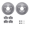 6312-74025 Brake Rotors with 3000-Series Ceramic Brake Pads Kit with Hardware, 1992-1998 Audi/Volkswagen, Position: Rear - image 1