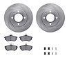 6312-74055 Brake Rotors with 3000-Series Ceramic Brake Pads Kit with Hardware, 1988-1988 Audi/Volkswagen, Position: Front - image 1