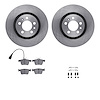 6312-74093 Brake Rotors with 3000-Series Ceramic Brake Pads Kit with Hardware, Fits Select Audi/Volkswagen, Position: Rear - image 1