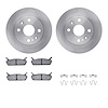 6312-80030 Brake Rotors with 3000-Series Ceramic Brake Pads Kit with Hardware, 1990-1993 Ford/Lincoln/Mercury/Mazda, Position: R - image 1