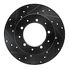 633-11002L Drilled/Slotted Brake Rotor [Black], 1974-2016 Land Rover, Position: Rear Left