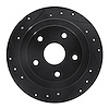 633-13012L Drilled/Slotted Brake Rotor [Black], 1992-1997 Subaru, Position: Rear Left
