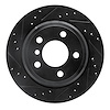 633-31117L Drilled/Slotted Brake Rotor [Black], 2013-2020 BMW, Position: Rear Left
