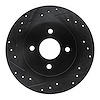 633-54051L Drilled/Slotted Brake Rotor [Black], 2002-2004 Ford/Lincoln/Mercury/Mazda, Position: Rear Left - image 1