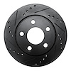 633-73001L Drilled/Slotted Brake Rotor [Black], 1985-1991 Audi/Volkswagen, Position: Rear Left - image 1