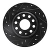 633-74055L Drilled/Slotted Brake Rotor [Black], 2005-2018 Audi/Volkswagen, Position: Rear Left - image 1