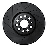 633-74058L Drilled/Slotted Brake Rotor [Black], Fits Select Audi/Volkswagen, Position: Front Left