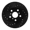 633-76041L Drilled/Slotted Brake Rotor [Black], 1988-1993 Lexus/Toyota/Scion, Position: Front Left - image 1