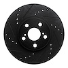 633-76059L Drilled/Slotted Brake Rotor [Black], 1994-1999 Lexus/Toyota/Scion, Position: Front Left - image 1