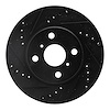 633-76074L Drilled/Slotted Brake Rotor [Black], 2001-2003 Lexus/Toyota/Scion, Position: Front Left - image 1