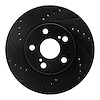 633-76077L Drilled/Slotted Brake Rotor [Black], 2004-2009 Lexus/Toyota/Scion, Position: Front Left - image 1
