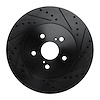 633-76129R Drilled/Slotted Brake Rotor [Black], 2004-2009 Lexus/Toyota/Scion, Position: Front Right - image 1