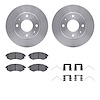6512-03128 Brake Rotors w/5000 Advanced Brake Pads Kit with Hardware, 1989-1998 Kia/Hyundai/Genesis, Position: Front - image 1