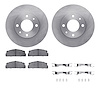 6512-07012 Brake Rotors w/5000 Advanced Brake Pads Kit with Hardware, 1966-1983 Mopar, Position: Rear