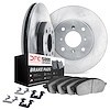 6512-23011 Brake Rotors w/5000 Advanced Brake Pads Kit with Hardware, 1983-1985 Renault, Position: Front