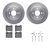 6512-27166 Brake Rotors w/5000 Advanced Brake Pads Kit with Hardware, 1993-1995 Volvo, Position: Rear - image 1
