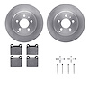 6512-27178 Brake Rotors w/5000 Advanced Brake Pads Kit with Hardware, 1996-2004 Volvo, Position: Rear - image 1