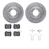 6512-28003 Brake Rotors w/5000 Advanced Brake Pads Kit with Hardware, 1980-1989 Peugeot, Position: Front - image 1