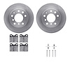 6512-31150 Brake Rotors w/5000 Advanced Brake Pads Kit with Hardware, 1969-1978 BMW, Position: Rear