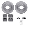 6512-43001 Brake Rotors w/5000 Advanced Brake Pads Kit with Hardware, 1974-1987 Multiple Makes/Models, Position: Front