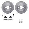 6512-56065 Brake Rotors w/5000 Advanced Brake Pads Kit with Hardware, 1998-2002 Ford/Lincoln/Mercury/Mazda, Position: Front - image 1