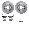 6512-56092 Brake Rotors w/5000 Advanced Brake Pads Kit with Hardware, 1998-1999 Ford/Lincoln/Mercury/Mazda, Position: Front - image 1