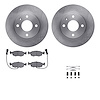 6512-57001 Brake Rotors w/5000 Advanced Brake Pads Kit with Hardware, 1985-1989 Ford/Lincoln/Mercury/Mazda, Position: Front - image 1