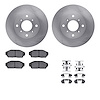 6512-58025 Brake Rotors w/5000 Advanced Brake Pads Kit with Hardware, 1986-1987 Acura/Honda, Position: Front - image 1