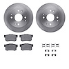 6512-58058 Brake Rotors w/5000 Advanced Brake Pads Kit with Hardware, 1995-1998 Acura/Honda, Position: Rear - image 1