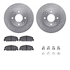 6512-59164 Brake Rotors w/5000 Advanced Brake Pads Kit with Hardware, 1988-1989 Acura/Honda, Position: Front - image 1