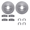 6512-59166 Brake Rotors w/5000 Advanced Brake Pads Kit with Hardware, 1986-1989 Acura/Honda, Position: Front - image 1