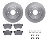 6512-59177 Brake Rotors w/5000 Advanced Brake Pads Kit with Hardware, 1992-1996 Acura/Honda, Position: Rear - image 1