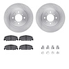 6512-59191 Brake Rotors w/5000 Advanced Brake Pads Kit with Hardware, 1994-1995 Acura/Honda, Position: Front - image 1