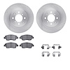 6512-59195 Brake Rotors w/5000 Advanced Brake Pads Kit with Hardware, 1993-1997 Acura/Honda, Position: Front - image 1