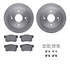 6512-59222 Brake Rotors w/5000 Advanced Brake Pads Kit with Hardware, 1992-1997 Acura/Honda, Position: Rear - image 1