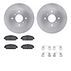 6512-59234 Brake Rotors w/5000 Advanced Brake Pads Kit with Hardware, 1992-1996 Acura/Honda, Position: Front - image 1