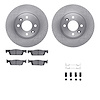 6512-63578 Brake Rotors w/5000 Advanced Brake Pads Kit with Hardware, 2016-2018 Smart, Position: Front