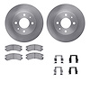 6512-67103 Brake Rotors w/5000 Advanced Brake Pads Kit with Hardware, 1986-1990 Infiniti/Nissan, Position: Front - image 1