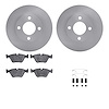 6512-73081 Brake Rotors w/5000 Advanced Brake Pads Kit with Hardware, 1989-1991 Audi/Volkswagen, Position: Front - image 1