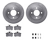6512-73124 Brake Rotors w/5000 Advanced Brake Pads Kit with Hardware, 1984-1995 Audi/Volkswagen, Position: Rear - image 1