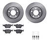 6512-73131 Brake Rotors w/5000 Advanced Brake Pads Kit with Hardware, 1989-1991 Audi/Volkswagen, Position: Front - image 1