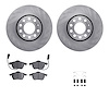 6512-73281 Brake Rotors w/5000 Advanced Brake Pads Kit with Hardware, 1998-2008 Audi/Volkswagen, Position: Front - image 1