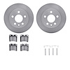 6512-74225 Brake Rotors w/5000 Advanced Brake Pads Kit with Hardware, 1992-1995 Audi/Volkswagen, Position: Front - image 1