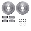 6512-76109 Brake Rotors w/5000 Advanced Brake Pads Kit with Hardware, 1987-1992 Multiple Makes/Models, Position: Front - image 1