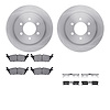 6512-99804 Brake Rotors w/5000 Advanced Brake Pads Kit with Hardware, 2018-2021 Ford/Lincoln/Mercury/Mazda, Position: Rear - image 1