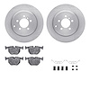 6612-11019 Brake Rotors w/5000 Euro Ceramic Brake Pads Kit with Hardware, 2003-2005 Land Rover, Position: Rear - image 1